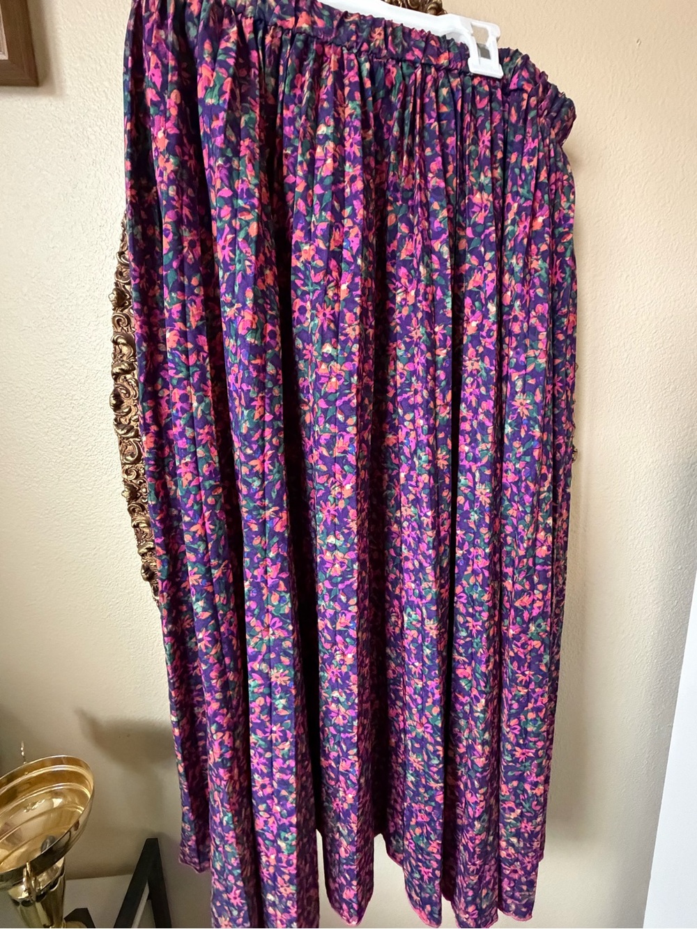 SHEIN Purple and Pink Floral Elastic Waist Maxi Skirt